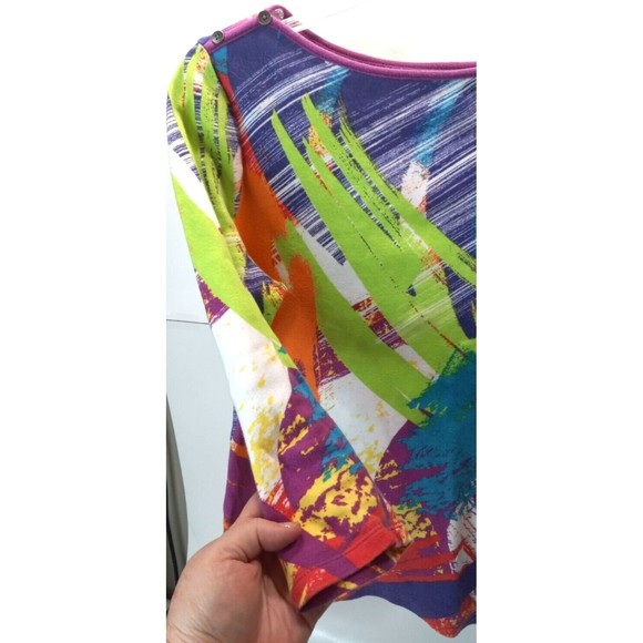 Westbound Small 100% Cotton T Shirt Bright Colors 3/4 Sleeve Boat Neck *O - Picture 4 of 6